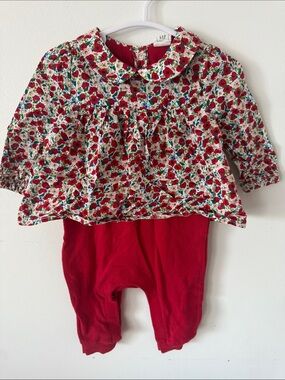 GAP Red Floral Baby One-Piece Bodysuit